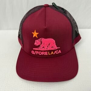 GFore Snapback Hat Los Angeles California Maroon Pink Golf Maroon Logo
